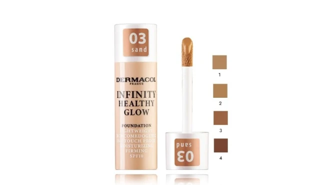 Dermacol Infinity Healthy Glow Foundation apsauginis makiažo pagrindas, atspalvis: 02 rusvai gelsvas, 20 g