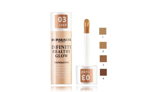 Dermacol Infinity Healthy Glow makiažo pagrindas, 03 Sand, 20 g