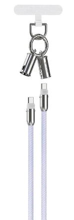 Devia kabelis lanyard 2in1 PD USB-C - USB-C 1,2 m 60W violetinės spalvos