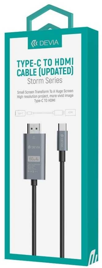 Devia kabelis Storm EC084 USB-C - HDMI 4K 60 Hz 2,0 m juodas