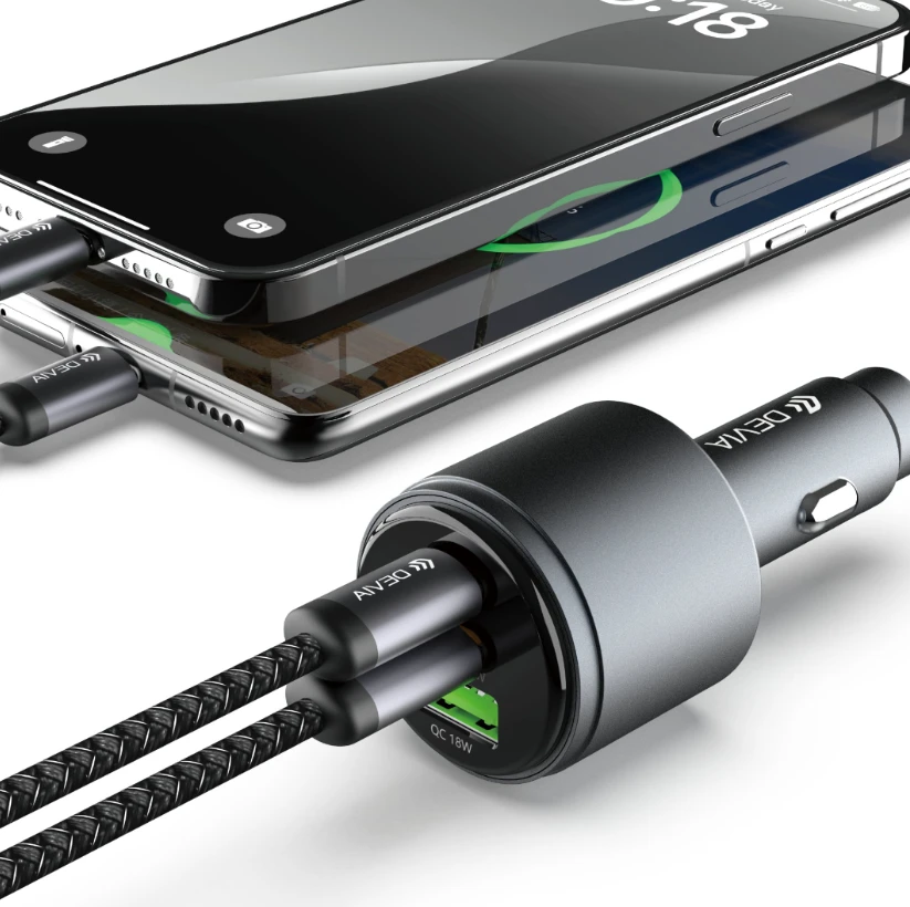 Devia automobilinis įkroviklis Extreme Metal PD QC 116W 1x USB 2x USB-C juodas