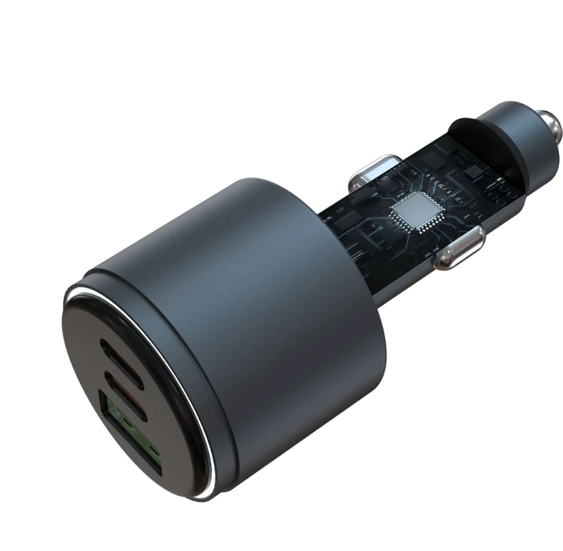 Devia automobilinis įkroviklis Extreme Metal PD QC 116W 1x USB 2x USB-C juodas