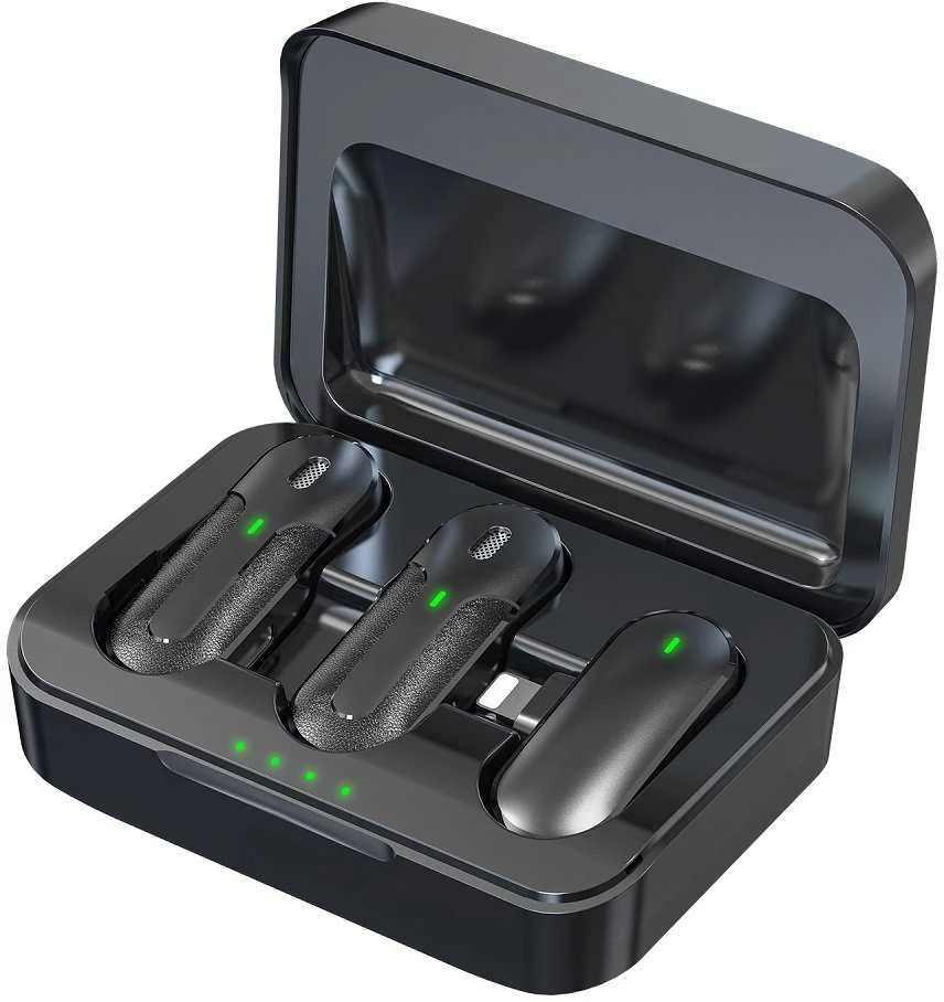 Devia mikrofonas išmaniesiems telefonams Kintone Lightning belaidis 2in1 juodas