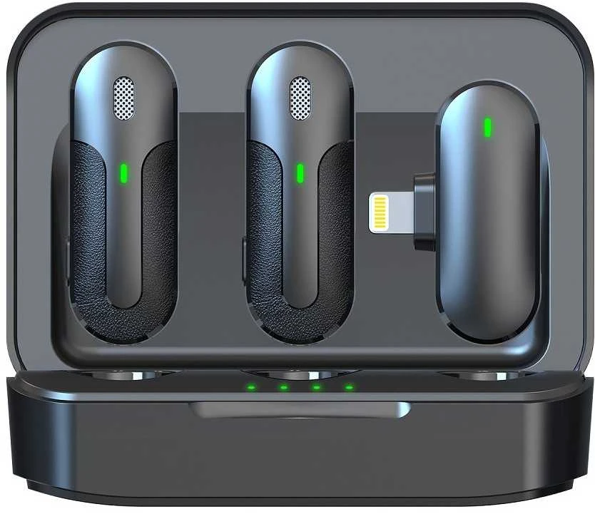 Devia mikrofonas išmaniesiems telefonams Kintone Lightning belaidis 2in1 juodas