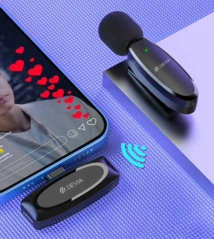 Devia mikrofonas išmaniesiems telefonams Kintone USB-C juodas
