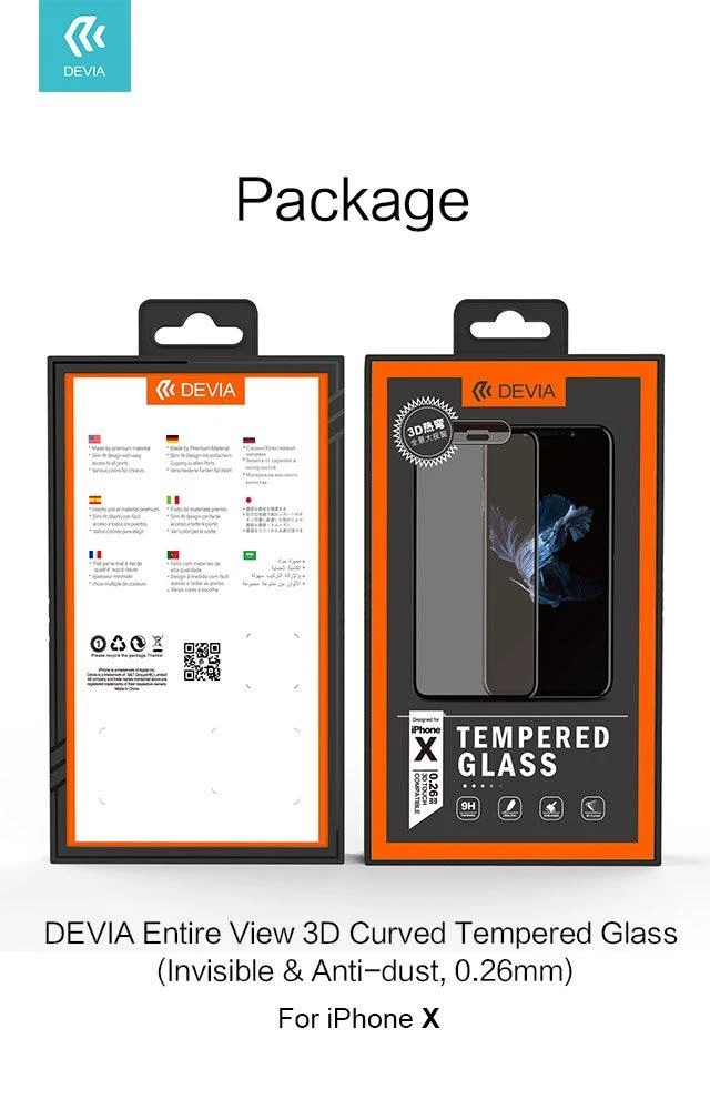 Apsauginis stiklas iPhone XR, Devia Real Series, juodas