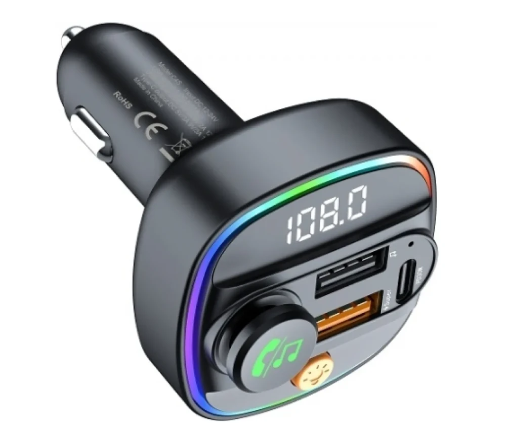 Devia siųstuvas FM Smart Bluetooth MP3 automobilinis įkroviklis PD 30W 1x USB-C 2x USB 3A juodas