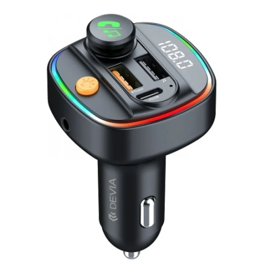 Devia siųstuvas FM Smart Bluetooth MP3 automobilinis įkroviklis PD 30W 1x USB-C 2x USB 3A juodas