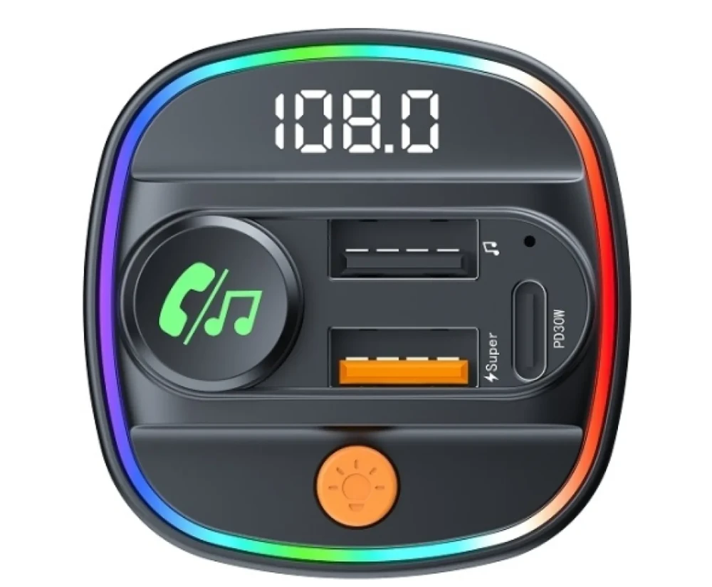 Devia siųstuvas FM Smart Bluetooth MP3 automobilinis įkroviklis PD 30W 1x USB-C 2x USB 3A juodas