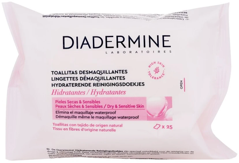 "Diadermine" drėkinamosios makiažo valomosios servetėlės 25 vnt