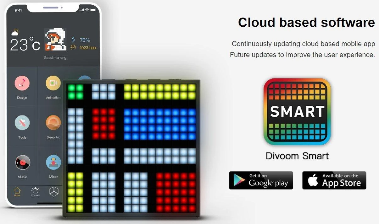 Divoom TimeBox-Evo Pixel Art Smart Bleutooth garsiakalbis, Juodas (Juodas)