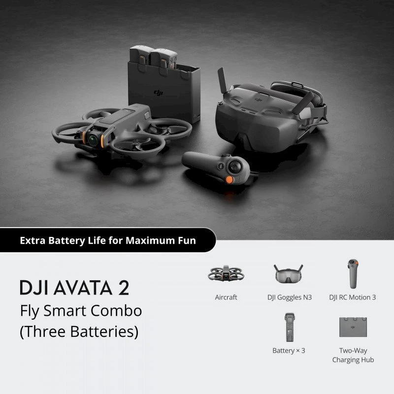 DJI AVATA 2 FLY IŠMANUSIS KOMPLEKTAS / 3 AKUMULIATORIAI CP.FP.00000265