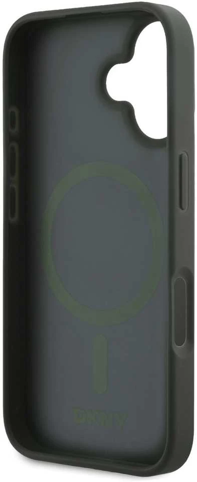DKNY PU Leather Grid Pattern Magsafe Apple iPhone 16 dėklas telefonui žalios spalvos