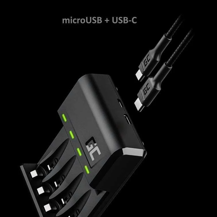 Duracell Žalias Cell VitalCharger USB-C įkroviklis AAA/AA baterijoms / komplekte 4x HR03 800mAh