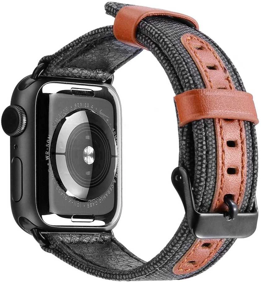 Dux Ducis Litchi Grain Band dirželis opaska bransoleta do Watch 4 40mm / Watch 3 38mm / Watch 2 38mm / Watch 1 38mm juoda universalus