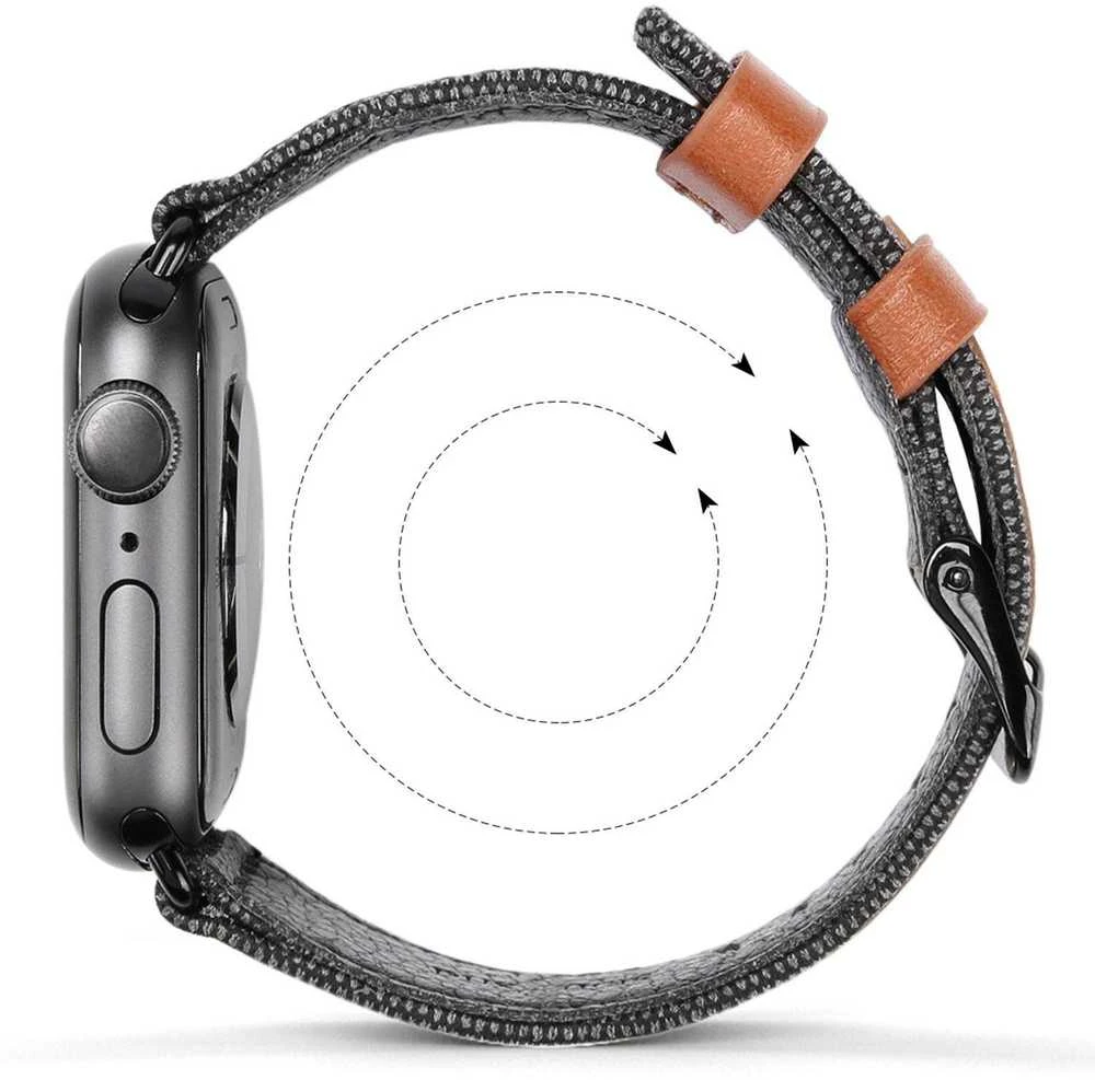 Dux Ducis Litchi Grain Band dirželis opaska bransoleta do Watch 4 40mm / Watch 3 38mm / Watch 2 38mm / Watch 1 38mm juoda universalus