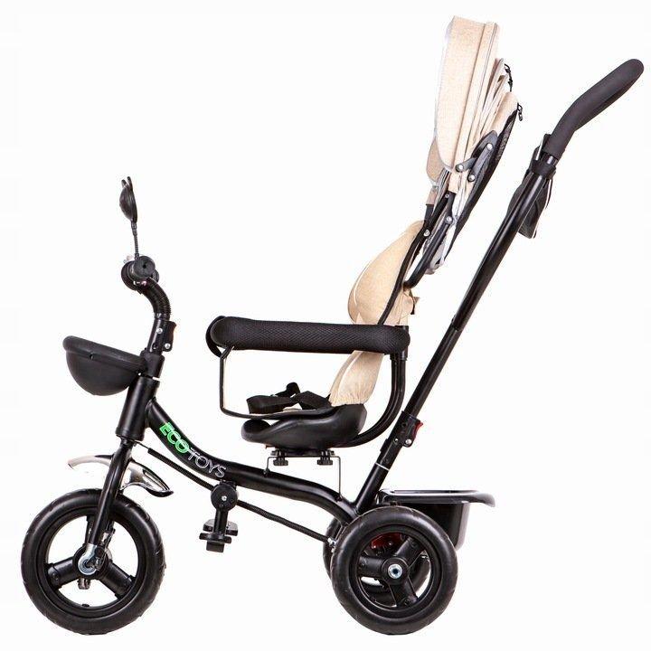 Ecotoys Triratukas su besisukančia sėdyne Eco Toys, smėlio spalvos