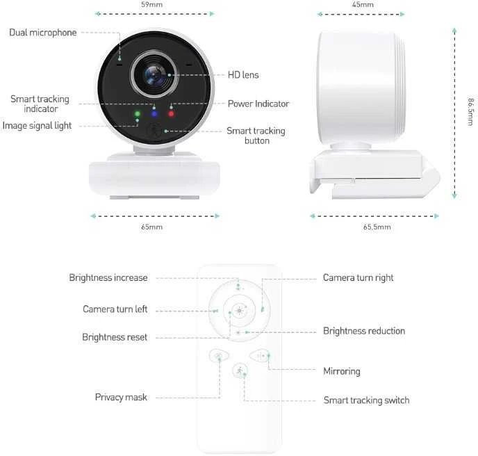Internetinė kamera Reolink EDUP 1080P Full HD internetinė kamera / automatinis fokusavimas / išmanusis WiFi su mikrofonu / portreto sekimas / USB / 4K