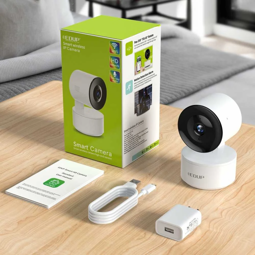 IP kamera „Reolink EDUP EH-2048P17 V2“ išmaniųjų namų IP kamera su „Wi-Fi“ / PTZ 350° / 2K H.264 / „Micro SD“ / garsu / IR WDR / USB-C