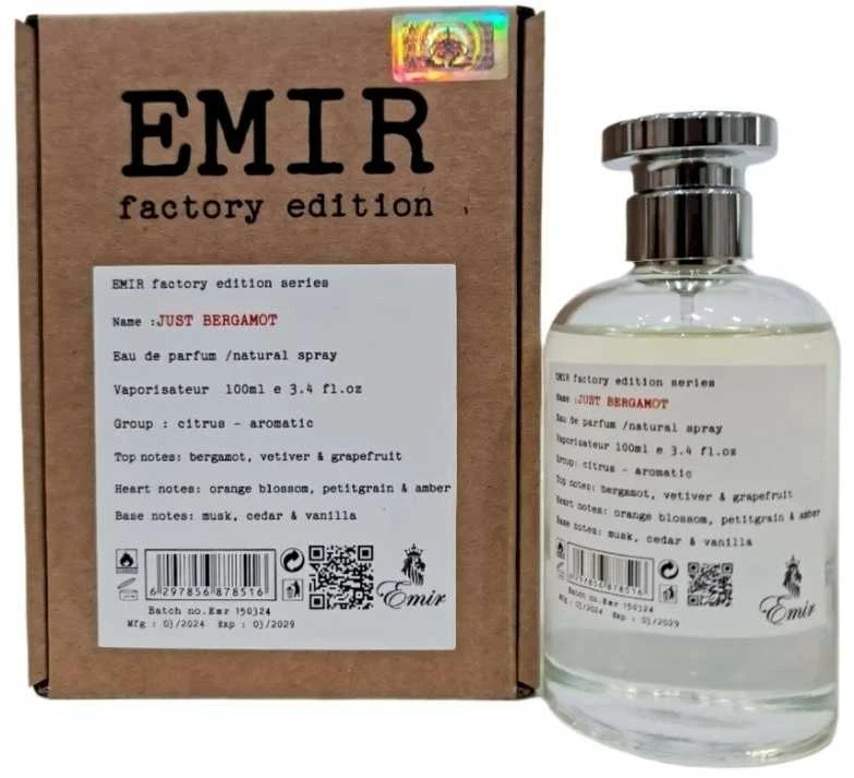 Emir Just Bergamot Factory Edition EDP parfumuotas vanduo unisex, 100 ml