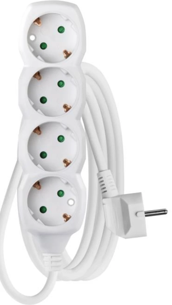 Emos Ilgiklis 4 lizdų 3.0m su įžeminimu (baltas) 1.5mm²