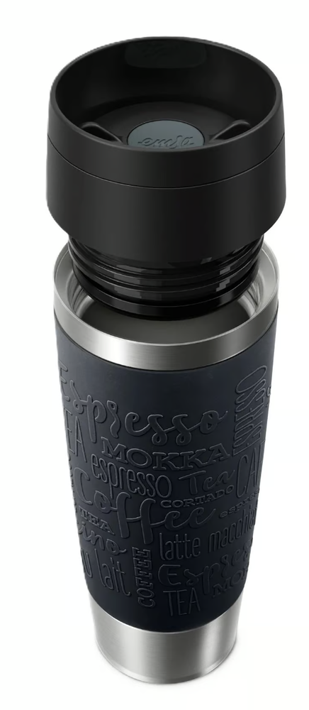 EMSA Travel Mug Classic N2020200 kelioninis puodelis 360 ml Juoda, Nerūdijančiojo plieno Nerūdijančiojo plieno