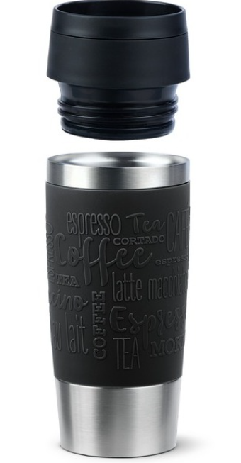 EMSA Travel Mug Classic N2020200 kelioninis puodelis 360 ml Juoda, Nerūdijančiojo plieno Nerūdijančiojo plieno
