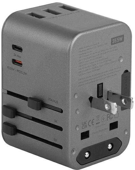 ENERGEA Laidinis įkroviklis 3xUSB + 2xUSB-C PD-PPS-QC 3.0 35.5W 3A2C 4-in-1 Adapteris US/AU/EU/UK Gunmetal Tr