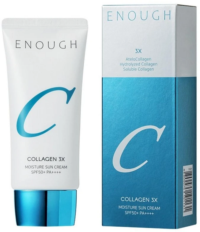 CREAM ENOUGH Collagen 3X Moisture Sun Kreminis - drėkinantis veido kremas su kolagenu ir SPF50+ apsauga, 50 ml