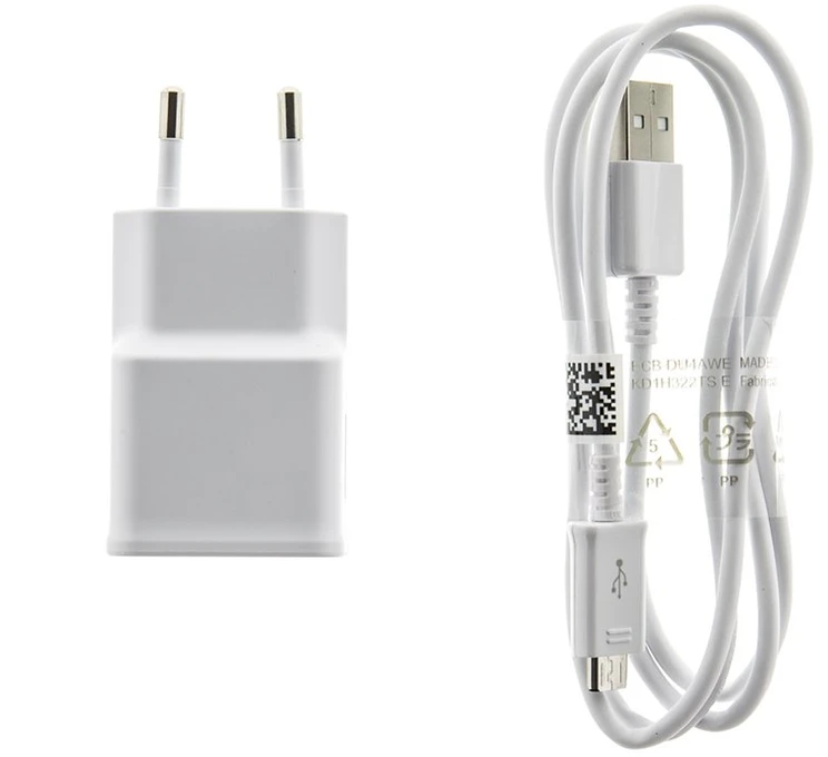 112803 EP-TA50EWE + ECB-DU4AWE Samsung 8W kelioninis įkroviklis + microUSB Data kabelis baltos spalvos (OOB Bulk)