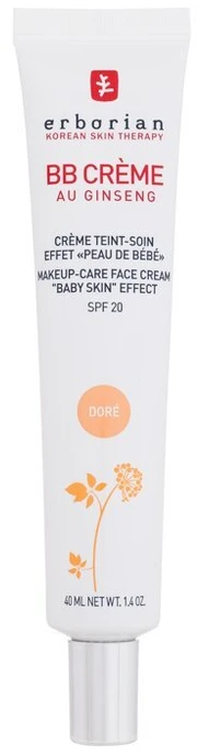 Veido kremas Erborian BB Crème Au Ginseng SPF20, 40 ml, spalva: Doré