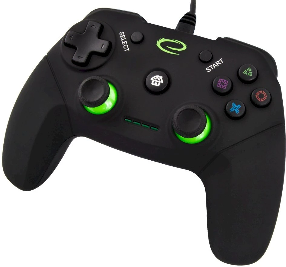 Gamepad Esperanza Vanquisher EGG110K (PC, PS3, juodos spalvos, žalias color)