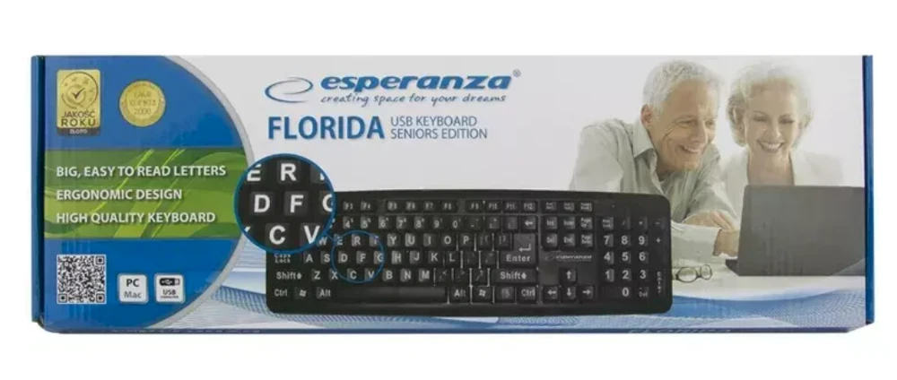 Klaviatūra USB Esperanza EK129 su dideliu šriftu