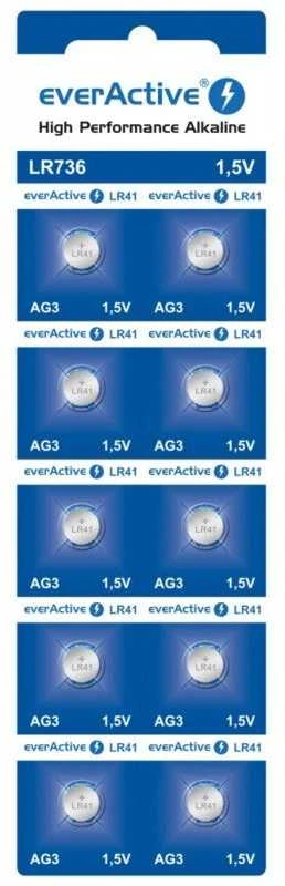 EverActive LR41 AG3 tabletinės baterijos, 10 vienetų pakuotė