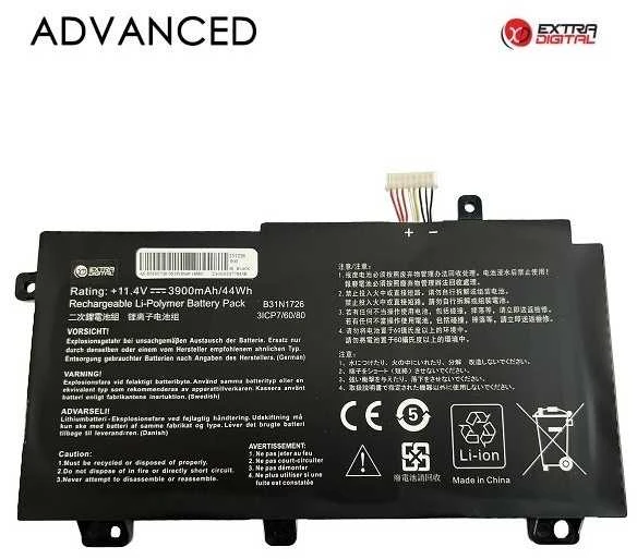 Extra Digital B31N1726 Baterija for Asus Nešiojamas kompiuteris 3900mAh