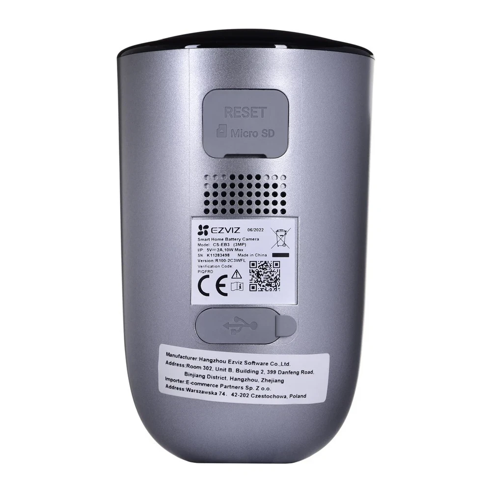 EZVIZ | IP kamera | CS-EB3 | Kulka | 3 MP | 2,8 mm/F2,0 | IP66 | H.264, H.265 | „Micro SD“, maks. 256 GB