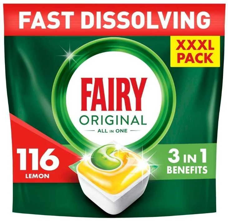 Indaplovių tabletės Fairy Platinum All In One Lemon, 116 vnt., citrinų kvapo