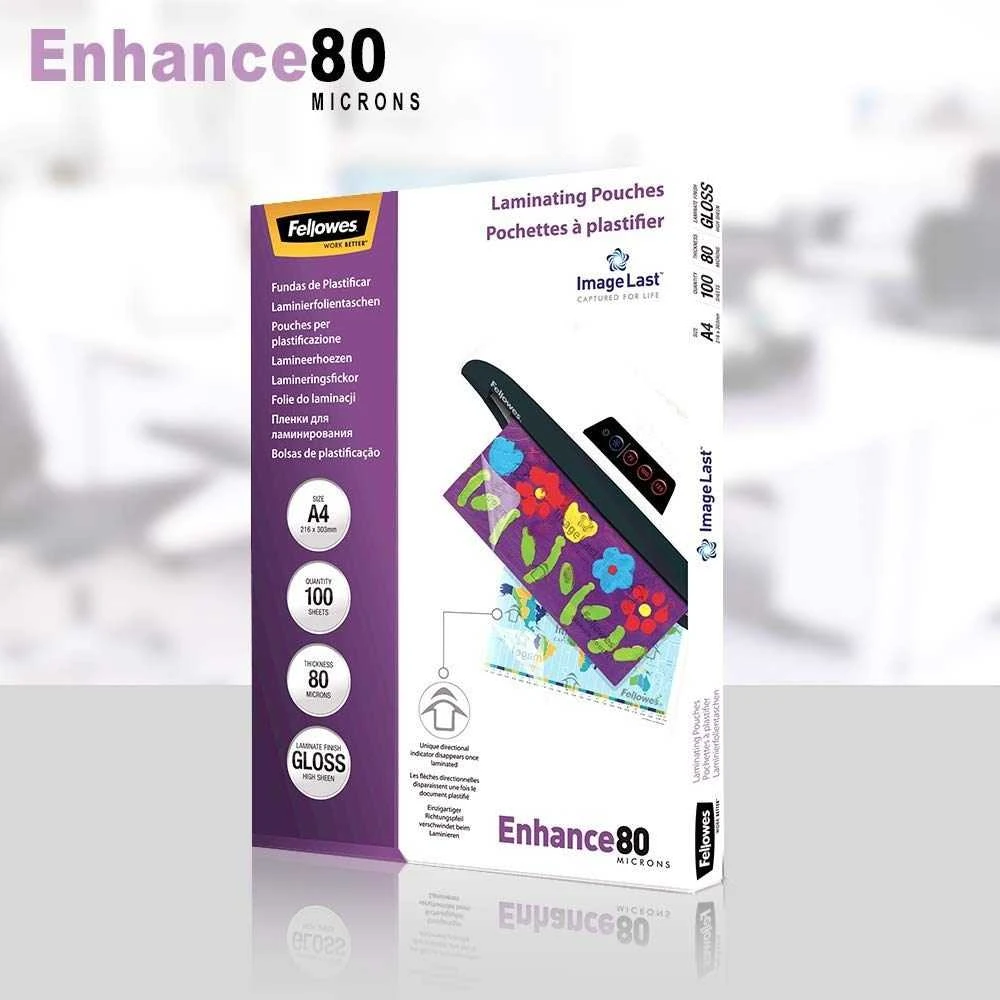 Fellowes Laminavimo vokeliai BERGAI, 80 mic, A4, 100 vnt.