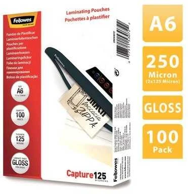 Fellowes Laminavimo popierius A6 Glossy 125micron