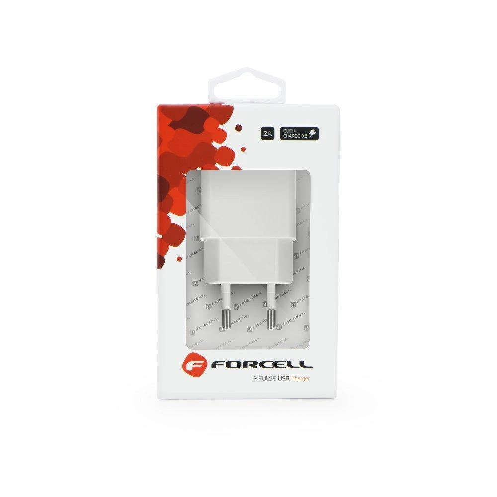 Įkroviklis Forcell (1xUSB 2.4A 18W) baltas