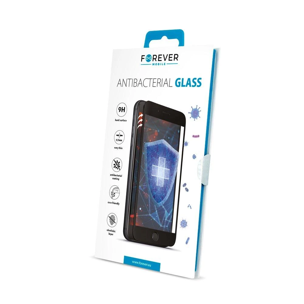 Antybakteryjne Grūdintas stiklas Tempered Glass Forever do iPhone XR / iPhone 11 juoda ramka