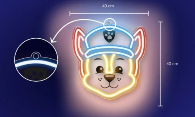 Pakabinamas šviestuvas Plastrol Pakabinamas neoninis LED "Paw Patrol" ant stiklo - Chase OW-130346