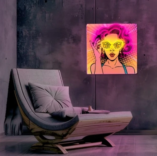 Plastrol Neoninis ART LED šviestuvas POWER WOMAN geltonas-violetinis FLA02 Forever Light