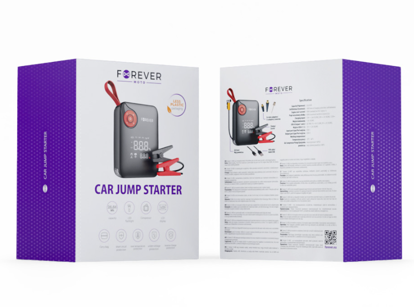 TelForceone Forever jump starter 4in1 JS-400 7200mAh juodas-red