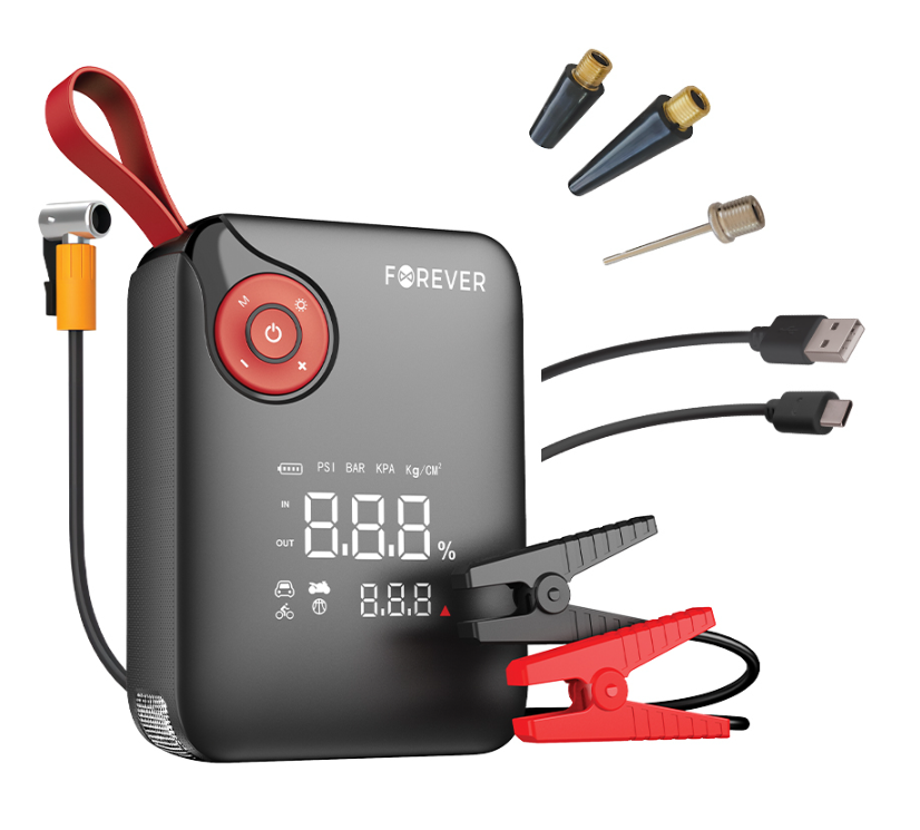 TelForceone Forever jump starter 4in1 JS-400 7200mAh juodas-red