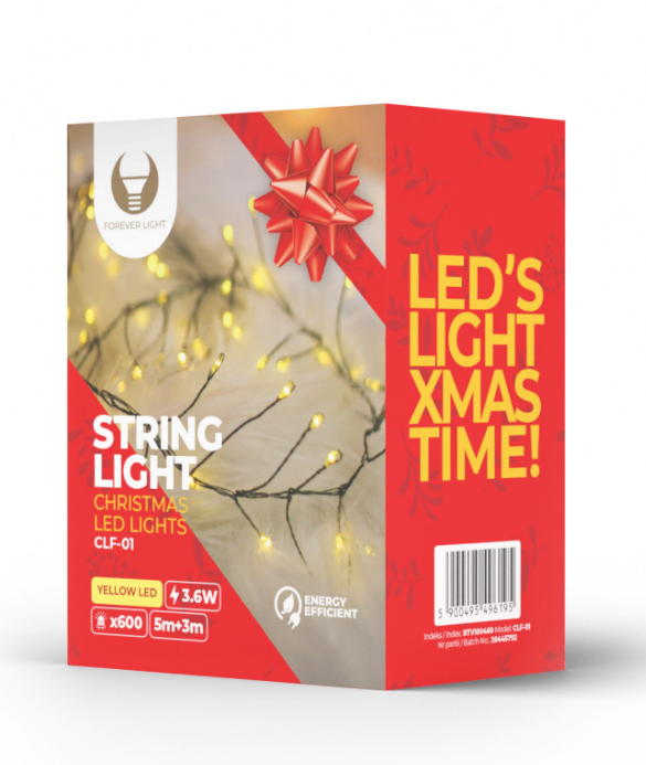 TelForceone Šviesos styga Žalias TWIG CLF-01 600LED geltona 6m + 5m laidas Forever Light