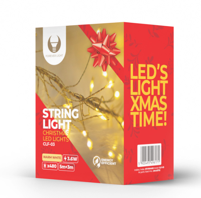 TelForceone String Light GOLDEN TWIG CLF-03 480LED šiltai balta 3m + 5m Forever Light