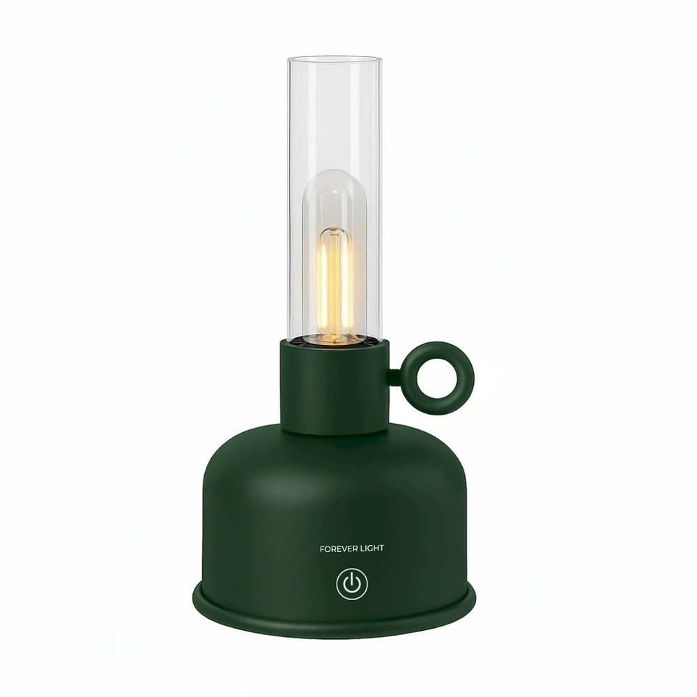 Telforceone Forever Light Vintage Petroleum LED lempa FLR-04 butelis Žalias