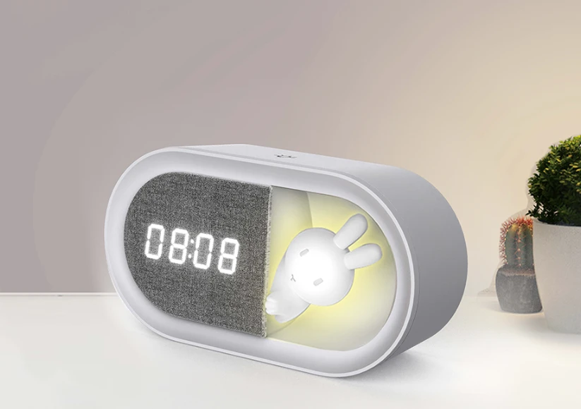 Žadintuvas su LED Bunny naktine lempute PURE FNL-05 INGRID baltos spalvos ilgas Forever Light