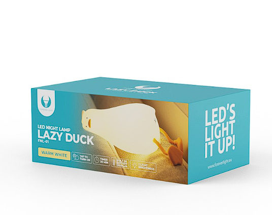 TelForceone LED naktinė lempa LAZY DUCK FNL-01 baltos spalvos silikoninė Forever Light